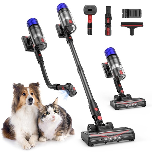Teendow Cordless Vacuum Cleaner, 500W Stick Vac Specifically Handling Pet