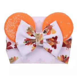 J&J Boutiques Ears Headband/Headwrap - Toddler, Baby, Kids - Party supplies - Turkey Thanksgiving, 09C - Thanksgiving Black Bow, One Size Fits All, 1, 1.0 Count