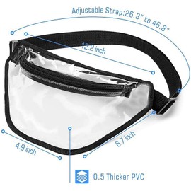 CATECASE Clear Fanny Pack Women, Waterproof Small Clear Waist Bag Cute Waist Pack with Adjustable Strap, Clear Bag Stadium Approved, Perfect for Concerts, Hiking and Sports Events -Black