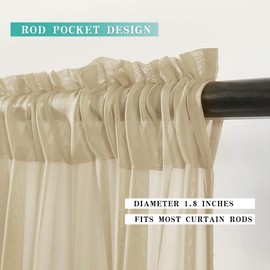 MIULEE Cortinas cortas transparentes de 30 pulgadas de largo para cocina, baño, cafetería, tratamiento de media ventana, cortinas de nivel con bolsillo para barra, 2 paneles, 29 x 30 pulgadas de largo, beige