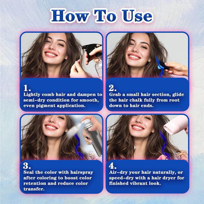 12 Colors Hair Chalk for Girls Kids, Washable Temporary Hair