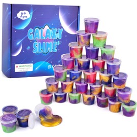 Kids Slime Party Favors, 32 Pack Galaxy Slime Kit, Non-Sticky Soft Putty, Perfect Stress Relief Sludge Toy, Christmas Stocking Stuffers, Classroom Prize, Goody Bag Fillers