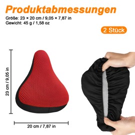 GANILITY Bicycle Saddle Cover, Breathable Padded Seat Cover, Pack of 2, Bicycle Saddle Cover, Padded Bicycle Saddle Cover, Bicycle Accessories for Most Bikes such as Road Bike, Mountain Bike, Red