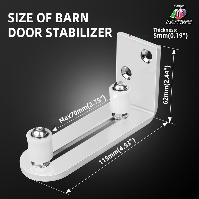Akso Aoyupe Barn Sliding Door Floor Fixed Rails, Adjustable Stay