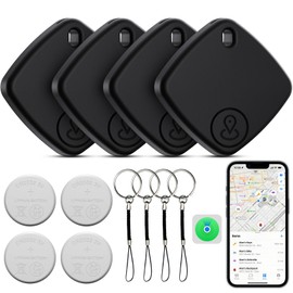 Air Tracker Tag-4 Pack, Bluetooth Tracker Work with Apple Find My (iOS Only), Smart Trakcer Tag Key Finder and Item Locator with Lanyard, Tracker Tag for Keys, Luggage, Wallet, Replaceable Battery