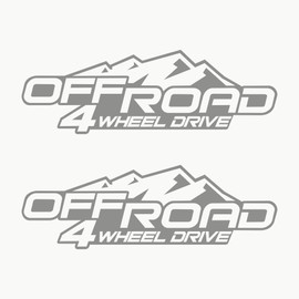 Autodomy 4x4 Off Road 4 Wheel Drive Sticker Pack of 2 | 4x4 Stickers for Car 20 x 6.5 cm | Sticker Car Tuning Resistant to Rain and Sun (Silver)
