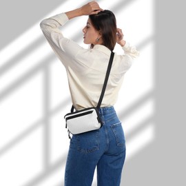 SIMTOP Crossbody Phone Bag for Women, Lightweight Nylon Shoulder Bag, Waterproof Pouch for Phone, Money, and Small Items, Ideal for Hiking, Cycling, Travel, and Everyday Use,White