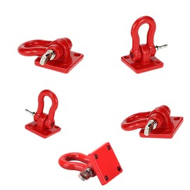 HeyMi Red Metal Climbing Trailer Tow Hook Hooks Buckle Winch Shackles for 1/10 Scale Crawler Truck D90 SCX-10 Climbing Car, RC Car Accessory