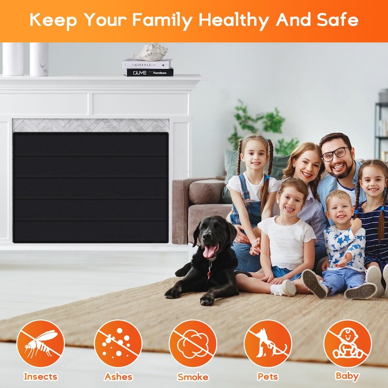 Rumlick Oxford Cloth Magnetic Fireplace Cover - 39" x 32",