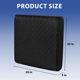 FOUXTEL Extra Thick 5" Recliner Cushions for Elderly, 20"x20" Egg Shaped Foam Recliner Chair Cushion, Extra Large Egg Chair Cushion - Comfort & Support for Long Sitting - Black - 20"x20"x5"