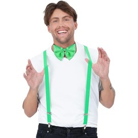 Smiffys Bow Tie & Braces Kit, Green, Party & Carnival Fancy Dress, Adult Dress Up Accessories
