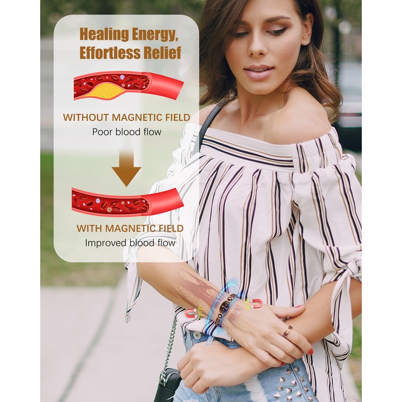 Jeracol Copper Cross Magnetic Bracelet for Women - 99.9% Solid