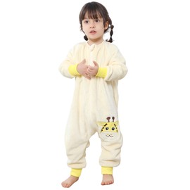 TMEOG Sleeping Bag with Feet, 2 Tog Winter Sleeping Bag, Toddler Sleeping Bag with Sleeves, Sleeping Bag with Legs, Baby Sleepsuit, Pyjamas with Zip, 1-6 Years, yellow