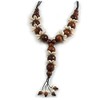 Avalaya Brown Wood Bead with Sea Shell Element Tassel Black