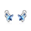 AOBOCO Sterling Silver Infinity Butterfly Earrings, Crystal from Austria, Hypoallergenic