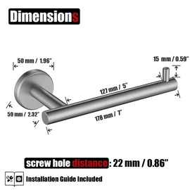 JQK Toilet Paper Holder, 5 Inch 304 Stainless Steel Thick 0.8mm Tissue Paper Dispenser for Bathroom, Hold Mega Rolls, Brushed Nickel Wall Mount, TPH100-BN