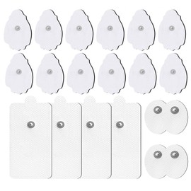 Roczential 20 Pack TENS Unit Replacement Pads, 3.5mm Snap Electrodes Gel Pads Compatible with TENS EMS Devices Using 3.5mm Button Lead Wires(White)