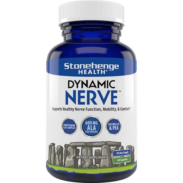 Stonehenge Health Dynamic Nerve Supplement - Supports Nerve Function in Fingers, Toes, Hands, and Feet with Alpha Lipoic Acid ALA, Benfotiamine, Pea, Robust B Complex, Boswellia
