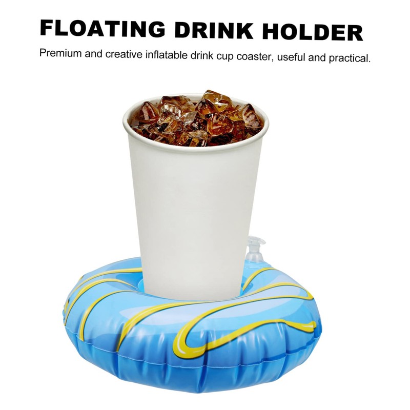 KONTONTY 6pcs Inflatable Floating Cup Holders Creative Beach Drink Holders