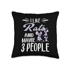Rats Lovers Gifts Apparel Co. I Like Maybe 3 People | Rat Lover Throw Pillow, 16x16, Multicolor