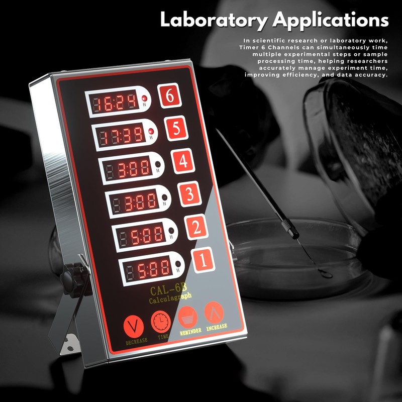 Commercial Kitchen Timer with 6 Channels, Professional LED Digital Timer