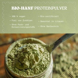 NaturaleBio Hanfproteinpulver 500 g - Veganes Proteinpulver - Ideal für glutenfreie, milchfreie u. ketogene Ernährung - Hergestellt aus zertifiziert biologischen Hanfsamen - Organisches Hanfprotein