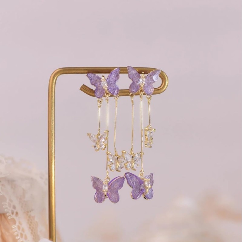 Cute Earrings Purple Butterfly Earrings for Women Gifts Trendy Stuff