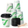 10 oz Compostable Paper Cups with Black Dome Lids and
