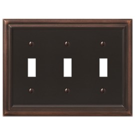 AMERELLE 94TTTVB Continental Triple Toggle Cast Metal Wallplate in Aged Bronze