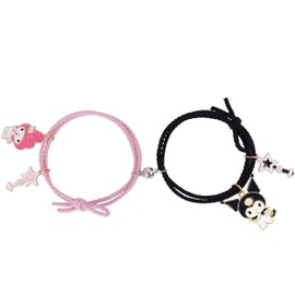 Roffatide Anime Magnetic Bracelets Mutual Attraction Bracelets Elastic Hair Bobbles Adjustable Bracelet Set, Rubber Zinc