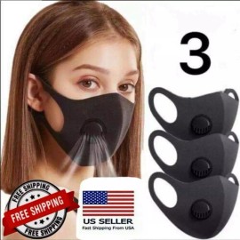 Unbranded Black Cloth BREATHABLE FACE MASK WITH FILTER (3 MASKS PER PACK)