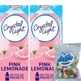 Candy Freezer Crystal-Light On The Go Drink Mix - Two (2) Pack of 10pck/0.13oz Pouches - Sugar-Free, Low-Calorie Refreshment Anytime, Anywhere and 1 oz Freeze Dried Candy Rainbow Skitzz (2 Pack, Pink Lemonade)