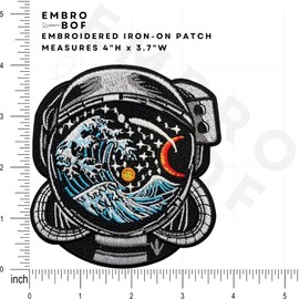 EMBRO BOF Cosmic Wave Astronaut Patch – 4 inches, Cool Colorful Large Space Patch – Embroidered Iron On/Sew On Space Patches for Backpacks