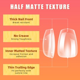 NIQZOPA Extra Short Coffin Nail Tips - 240PCS Soft Gel Nail Tips - Half Matte Full Cover Clear Press on Flase Acrylic Nails Gelly Extension Tips For Nail Salons Home DIY