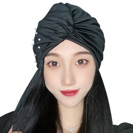 Swimming Cap, Women's, Swim Cap, For Long and Short Hair, Loose, Stretchy, Turban Style, Wrinkled Knot, Pearl Included, Lightweight, Stylish, Swimming Cap, Solid Color, Beanie, For Swimming Practice,