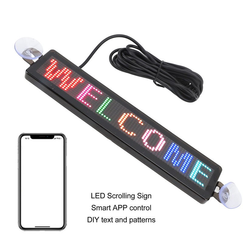 LED Scrolling Sign 12x72 Pixels 230x50mm Bluetooth APP Programmable LED