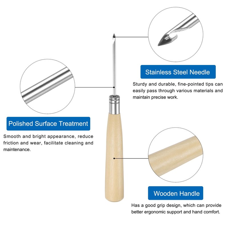 sourcing map Handwork Sewing Awl Crochet Hook Leather Punch Hole