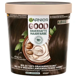 Garnier Good Permanent Hair Colour 4.0 Cocoa Brown - Colouration without Ammonia, Up to 100% Grey Coverage, Pack of 1