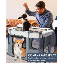 Dog Playpen, Pet Playpen, Foldable Dog Cat Playpens, Portable Playpen Kennel Tent Crate with Carrying Case, Indoor Outdoor Travel Camping Use for Small Pet(L)