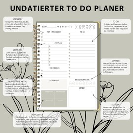 BIROYAL Undated Diary 2025 A5 | 120-Day Planner for Tasks & Notes | To Do List Book | Spiral Pad Daily & Weekly Planner Hard Cover - for Office, School & Organiser | Green Plants