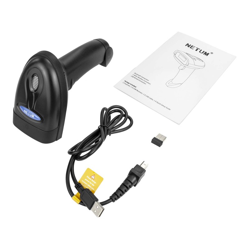 NETUM Bluetooth Barcode Scanner with handsfree stand, Wireless 1D USB