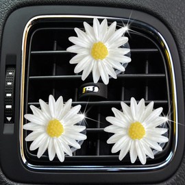 NTRR Cute Daisies Car Clip, 3Pcs Flowers Car Charm Air Vent Accessories Cute Automotive Interior Trim Car Decorations Gift for Girls & Women