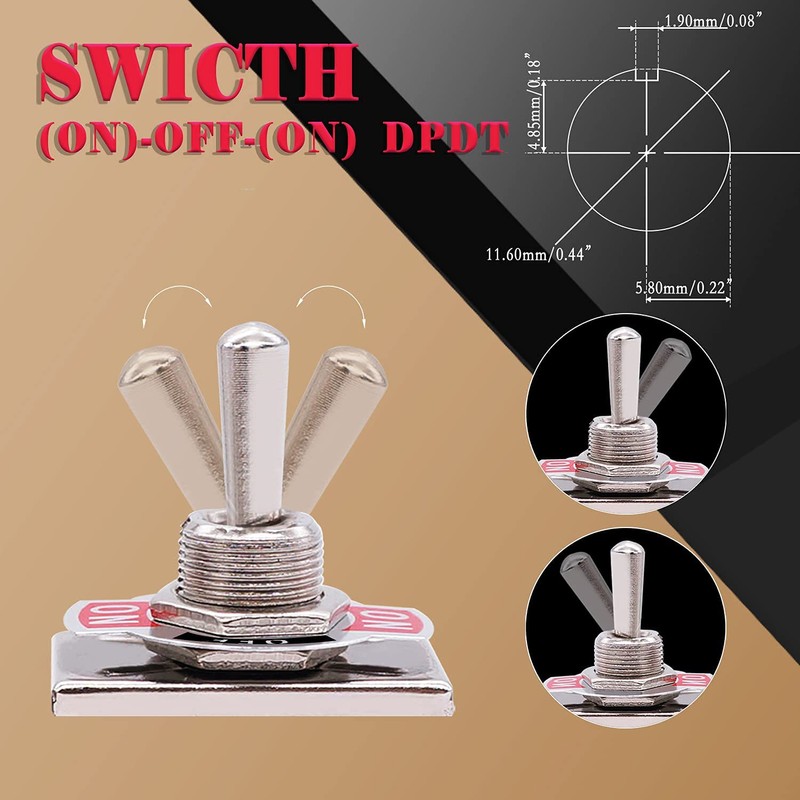 mxuteuk Momentary Toggle Switch 20A 125V DPDT 3 Position 6-Pin