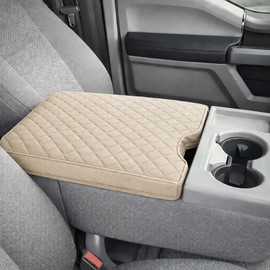 qzhiren Car Center Console Cover for Ford F150 2015-2024/F250 F350 F450 2017-2024 Leather Armrest Box Lid Middle Console Armrest Protective Cover F150 F250 Accessories(for Jump Seat Only)