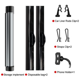 COOSKIN Car Trash cab with Dispenser Car Garbage can with Phone Holder Durable Hanging Trash Can Tearable Disposable Garbage can (1 Dispenser + 40Pcs Bags+ Phone Holder) (Silver)