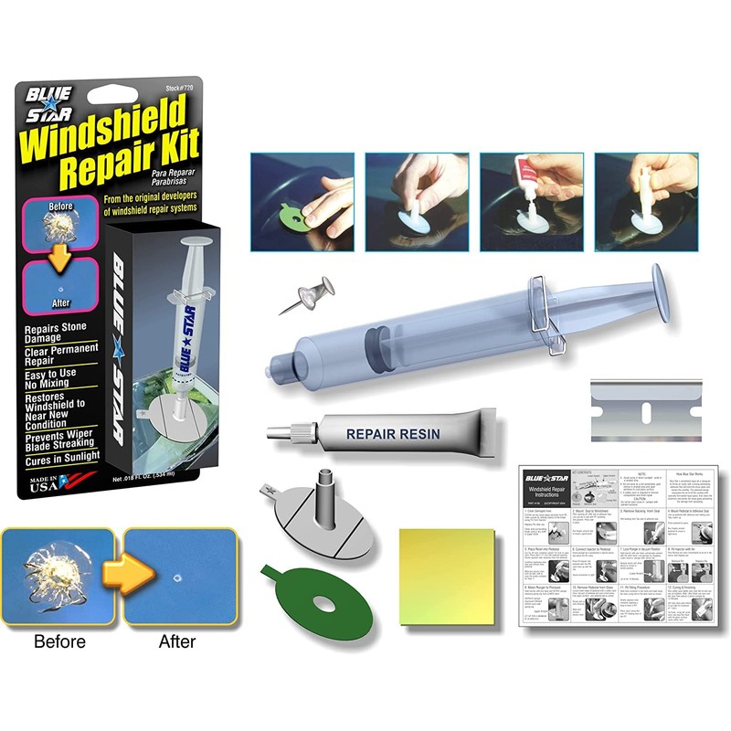 2 Pack Blue-Star Fix Your Windshield Do It Yourself Windshield