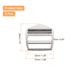 sourcing map Metal Ladder Lock Slider, 5Pcs 1 1/2 Inch Zinc Alloy Adjustable Buckle Webbing Strap Release Buckles for Backpack Strap Replacement (Silver)