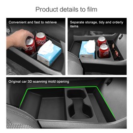 LUCKEASY Centre Console Lower Storage Box Suitable for 2024 2025 Hyundai Santa Fe Centre Console Lower Space Organiser Tray with Water Cup Limiter TPE Organiser Tidy For Car Santa Fe Accessories Black
