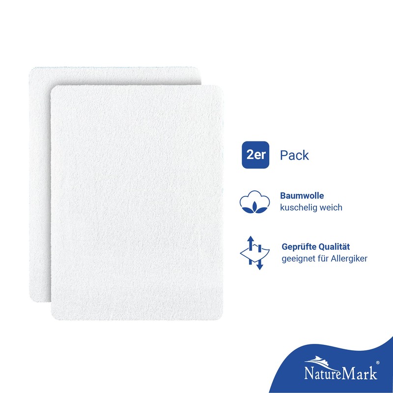 NatureMark Pack of 2 Children's Terry Fitted Sheets Cuddly Soft