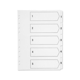 Q-Connect KF01527 Index A4 Multi-Punched 1-5 Reinforced Board Clear Tabbed KF01527 - White